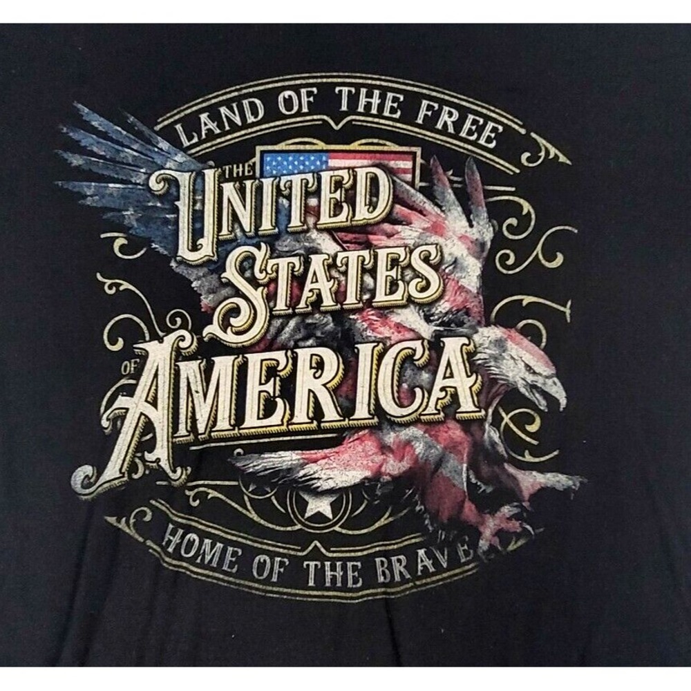 Great American Lakes & Timber Mens T-Shirt 2XL Black Land Free Home Brave Eagle